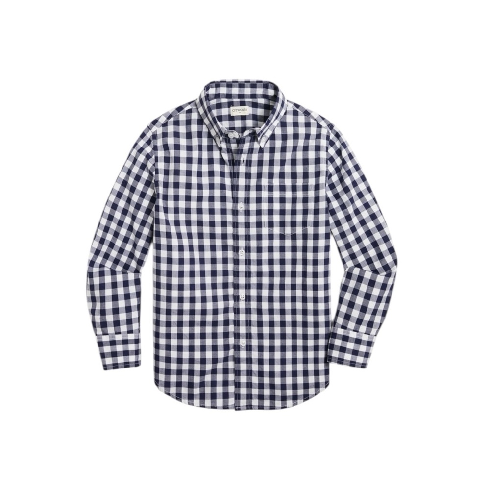 NWT J. Crew Boys Navy & White Gingham Check Button Down Shirt‎ Classic Preppy